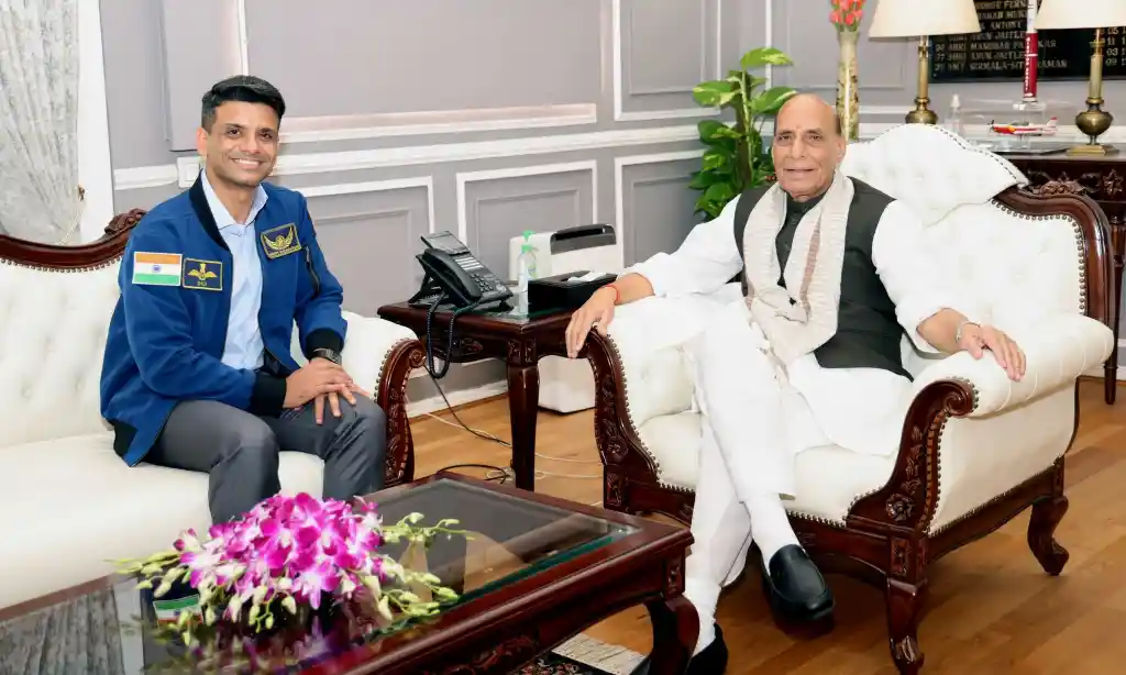 Shubhanshu Shukla ISS mission Rajnath Singh Meeting