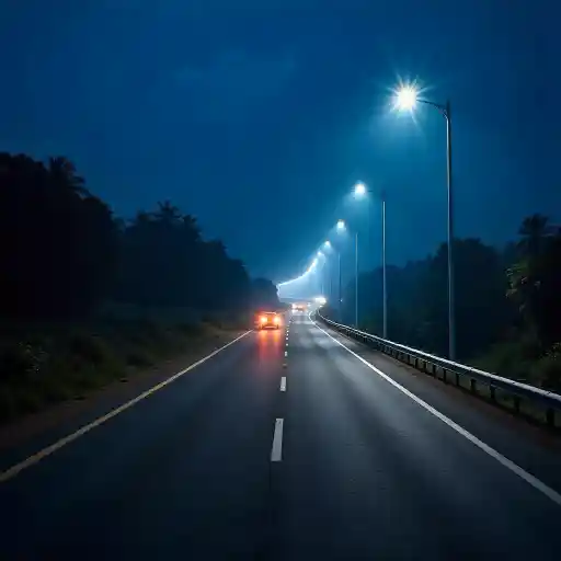 LED lighting on NH-66 Kerala highway