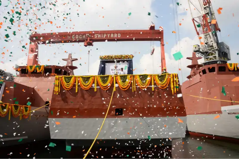 Cochin Shipyard triple vessel launch