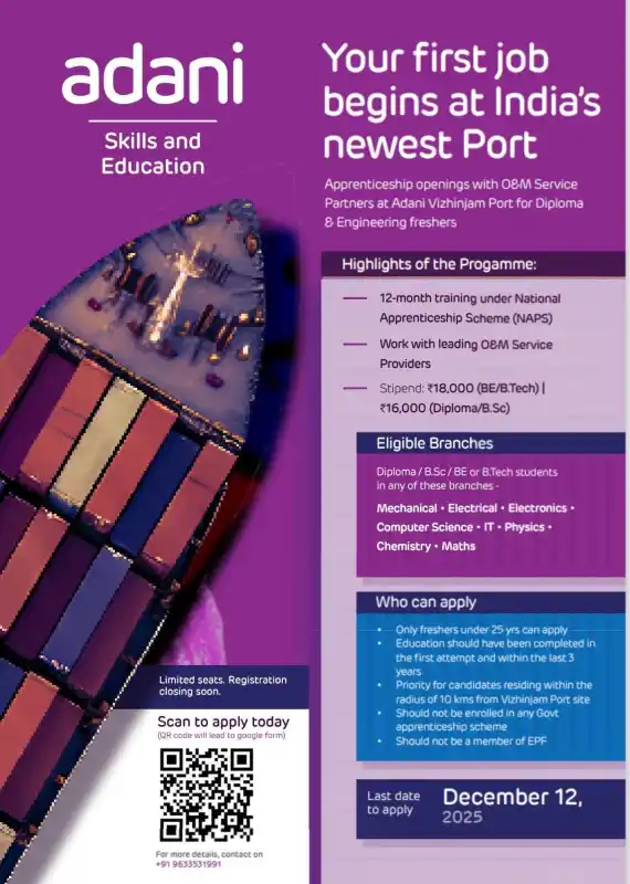 Adani Vizhinjam Port Apprenticeship 2025