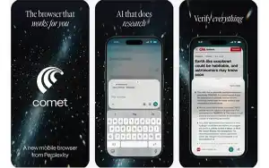 perplexity comet browser google search ios