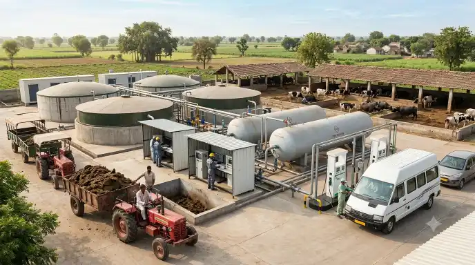 cow dung bio cng gujarat banas dairy suzuki