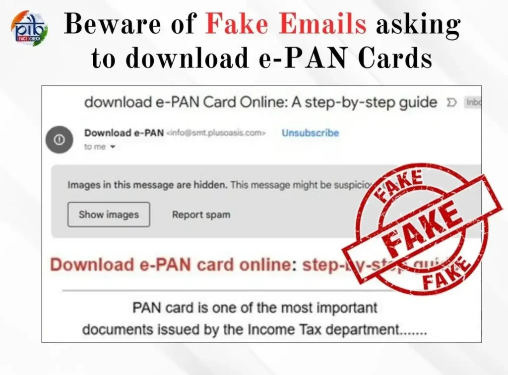 pib warns against fake epan card download emails