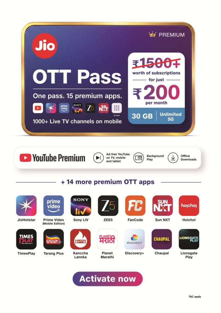 Jio OTT Pass plans