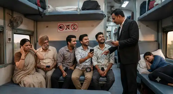 indian railways loud music mobile phone fine train